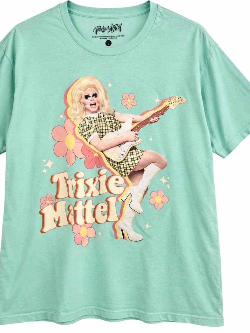 Trixie Mattel Retro Guitar Graphic Tee Mint Green Size L